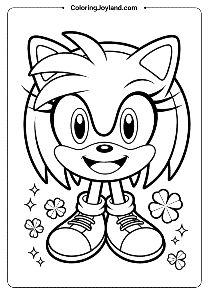 Amy Rose Face Close-Up - Sonic Coloring Pages