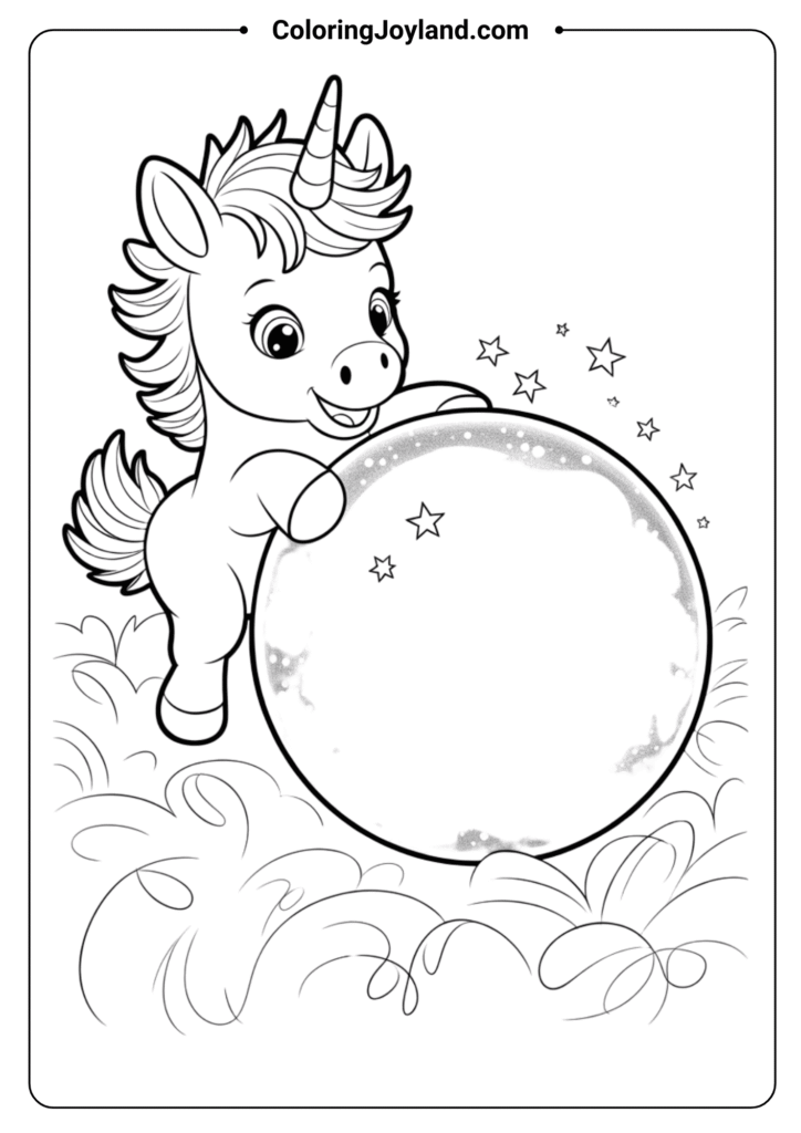 Baby Unicorn Playing with a BallBaby Unicorn Playing with a Ball