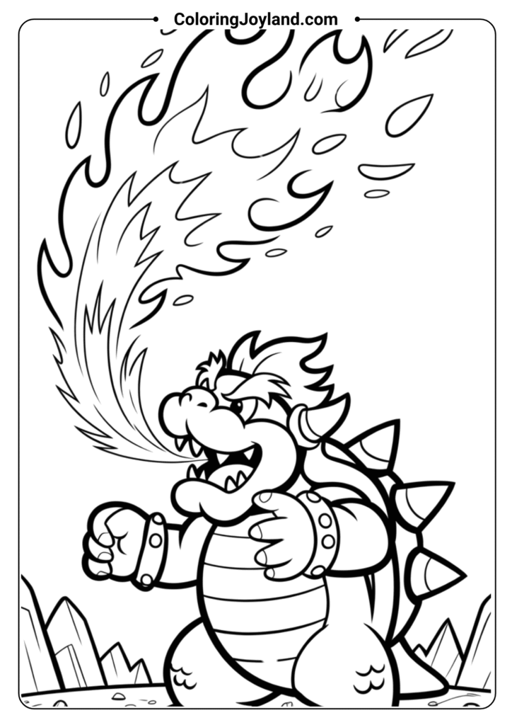 Bowser breathing fire