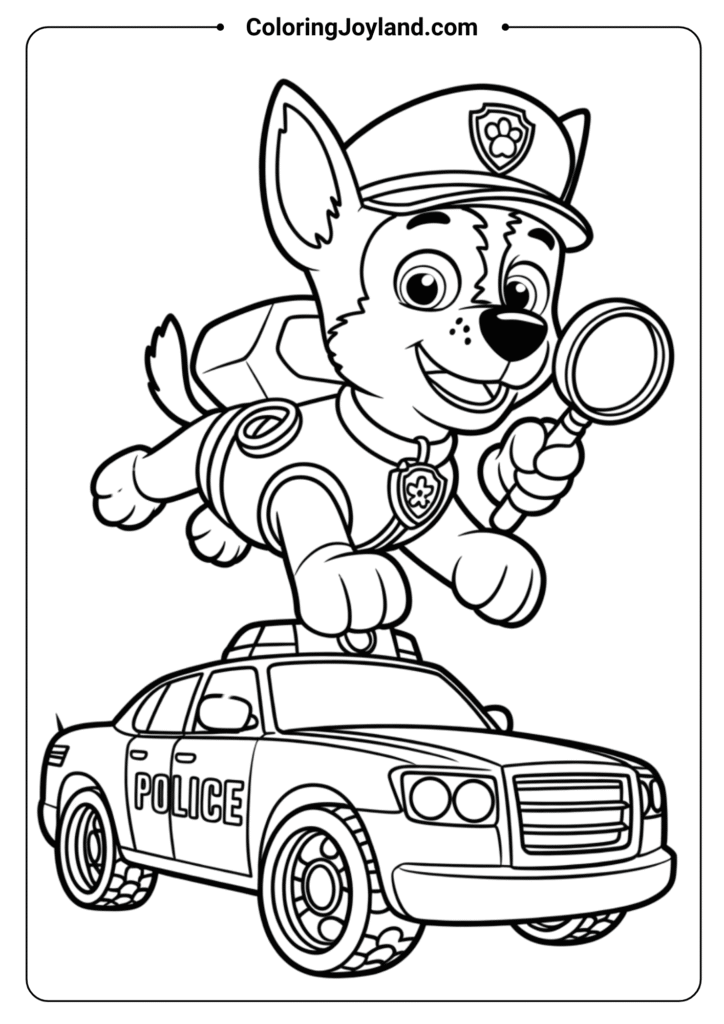 Chase on Duty Paw Patrol Coloring Pages