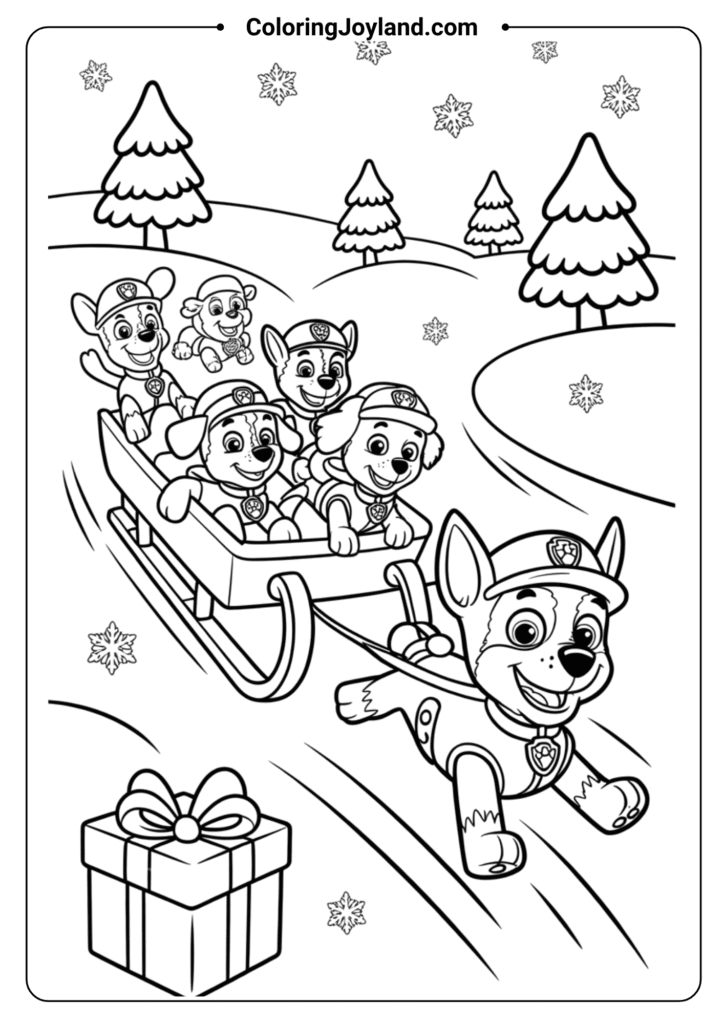 Christmas Rescue Scene Paw Patrol Coloring Pages