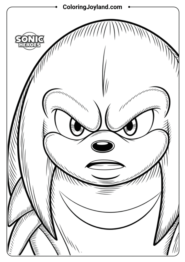 Knuckles Face Close-Up - Sonic Coloring Pages