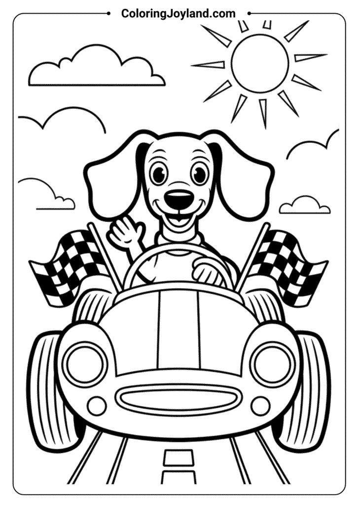 Liberty the Dachshund Driving Paw Patrol Coloring Pages