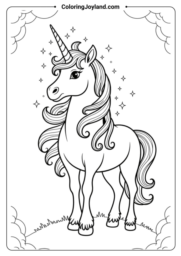 Majestic Unicorn with Flowing Mane