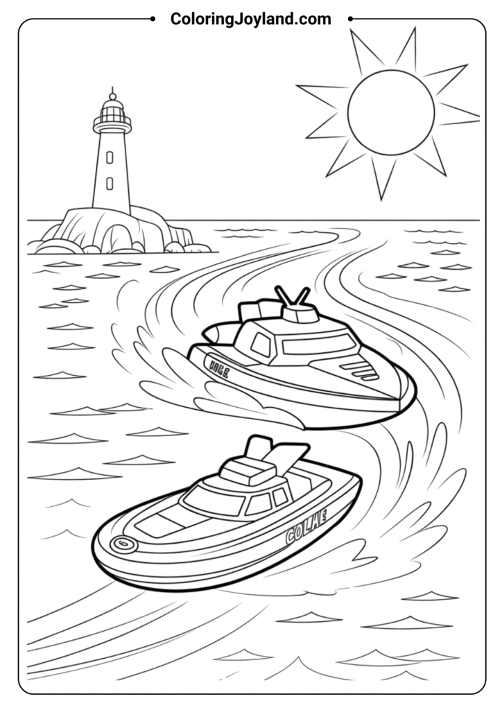 Pup Pup Boats in Action Paw Patrol Coloring Pages