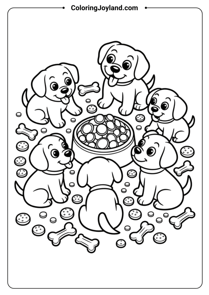 Pups Eating Pup Treats Paw Patrol Coloring Pages