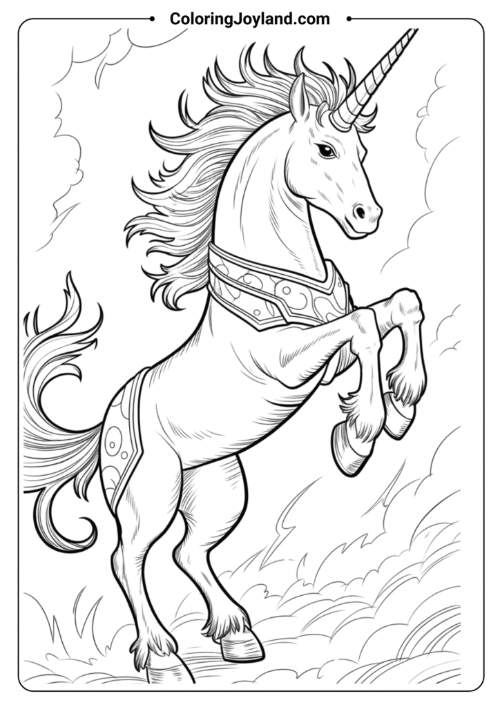 Unicorn in a Warrior Pose