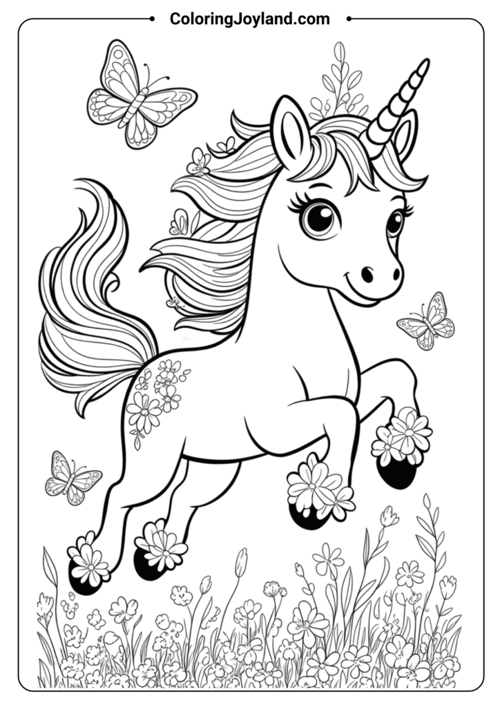 Unicorn with Butterfly Friends