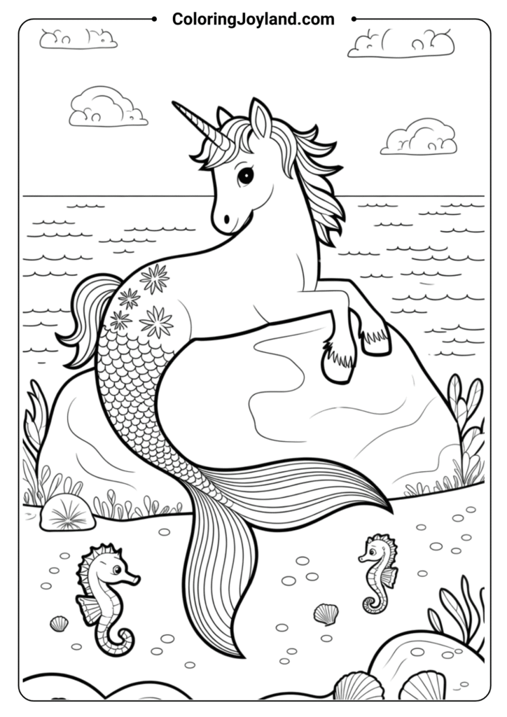 Unicorn with a Mermaid Tail (Sea-Unicorn Hybrid)
