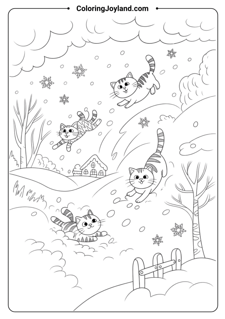 Whisker Wonderland cat coloring pages for kids