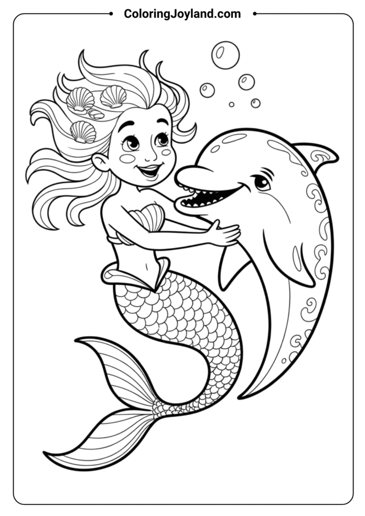 Mermaid Hugging Dolphin