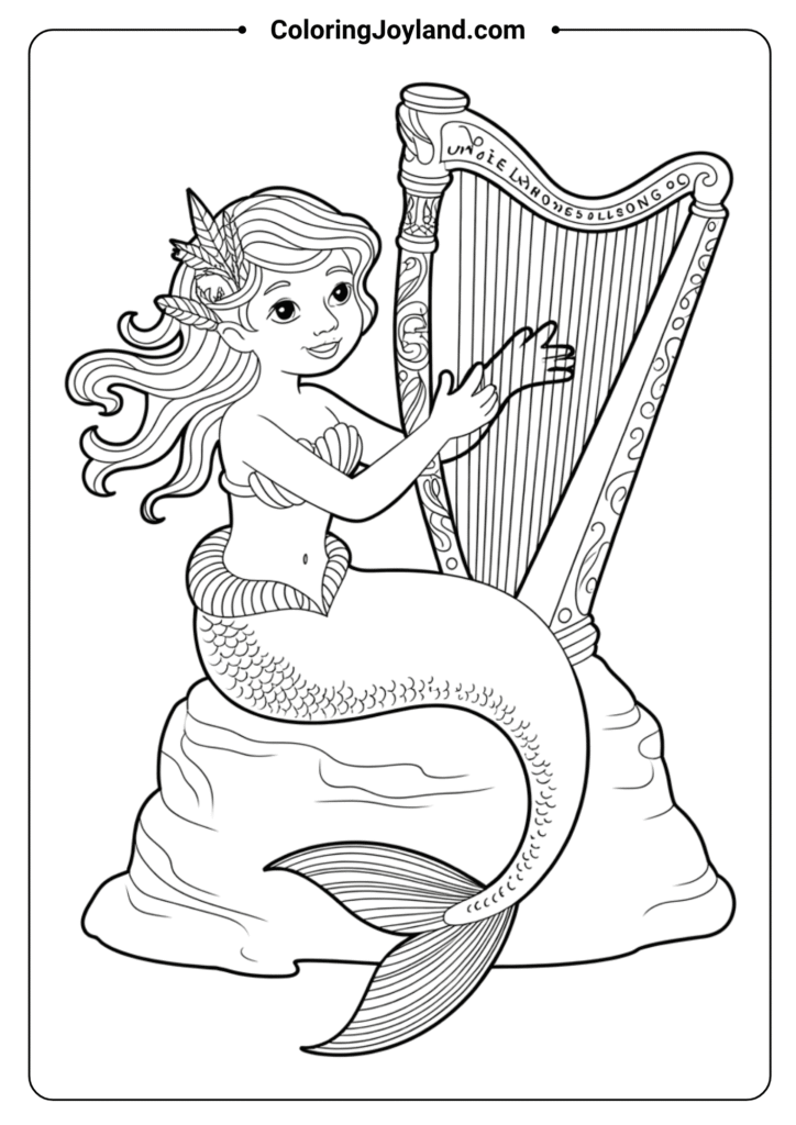 Mermaid Playing Harp