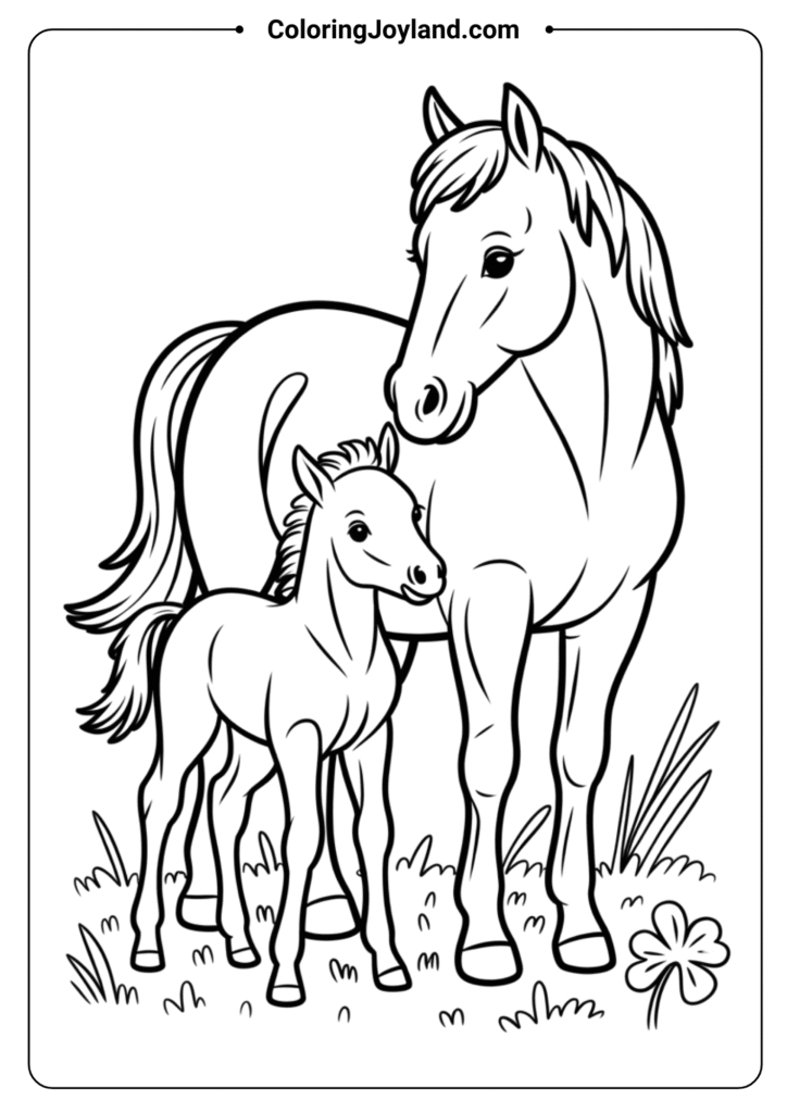 Horse Standing Next to Foal