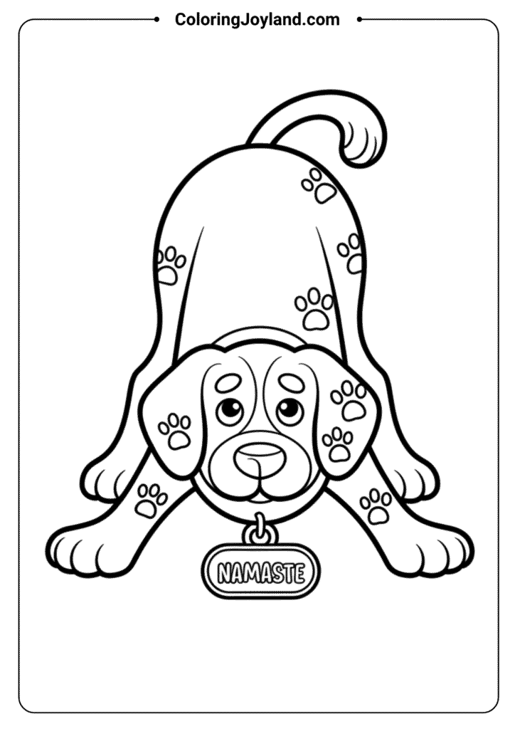 Yoga dog coloring pages Stretching
